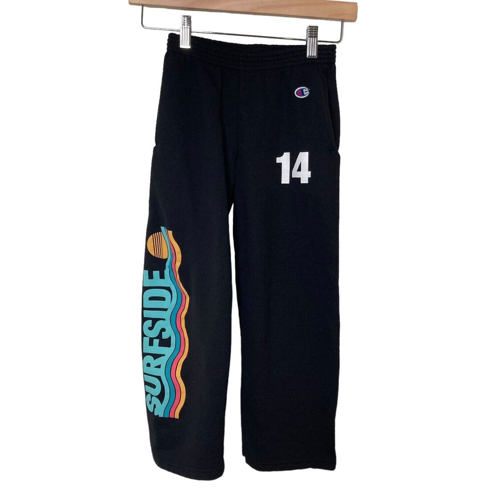 Champion Surfside Graphic  Sweatpants Boys Youth Size Small S Pocket Logo Black